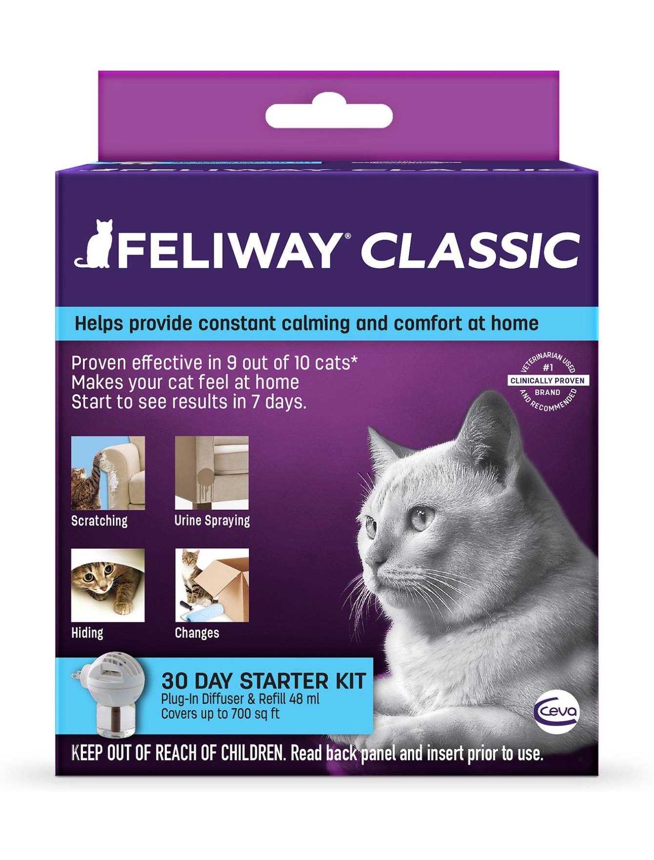 Feliway Cat Calming Diffuser with 48ml Vial - Reduce Stress & Anxiety in Cats for Home, Travel & Vet Visits
