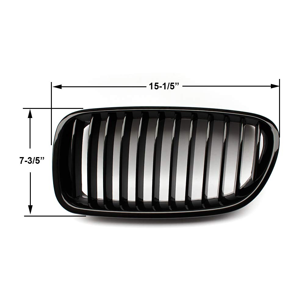 SNA F10 Gloss Black Front Kidney Grille for BMW 5 Series 2010-2016 (F10/F11/F10 M5) - Single Slat Design 2-Piece Set - Easy Installation & Aggressive Look for Car Enthusiasts