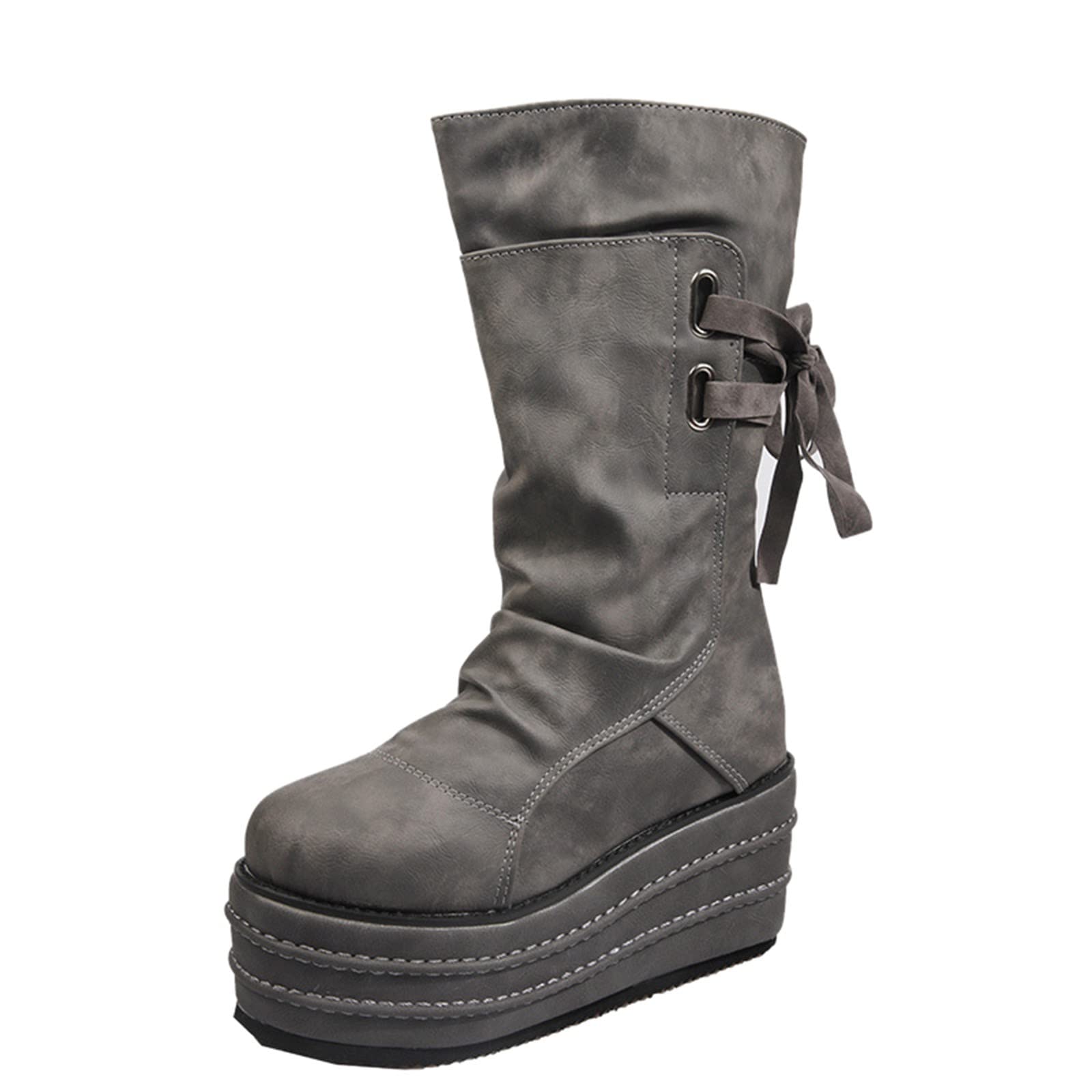 USYFAKGH Women's Western Boots - Breathable Retro Wedge Ankle Boots, Fashion Combat Boots for Winter, Comfortable Sandals for Casual & Outdoor Wear