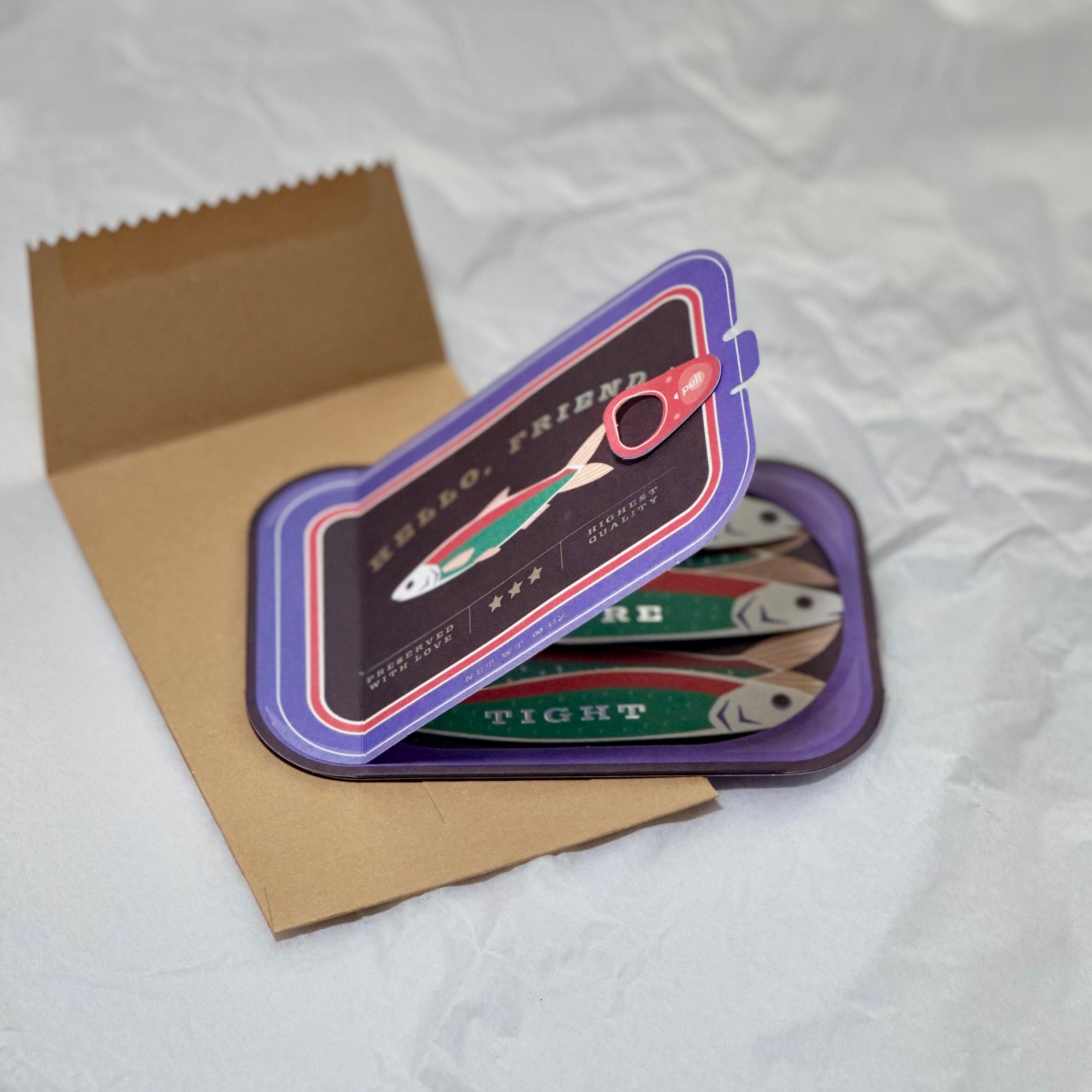 Funny Sardine Tin Pop-Up Greeting Card - Best Friend Gift for Birthdays, Anniversaries & Just Because | Unique Friendship Card for Close Friends