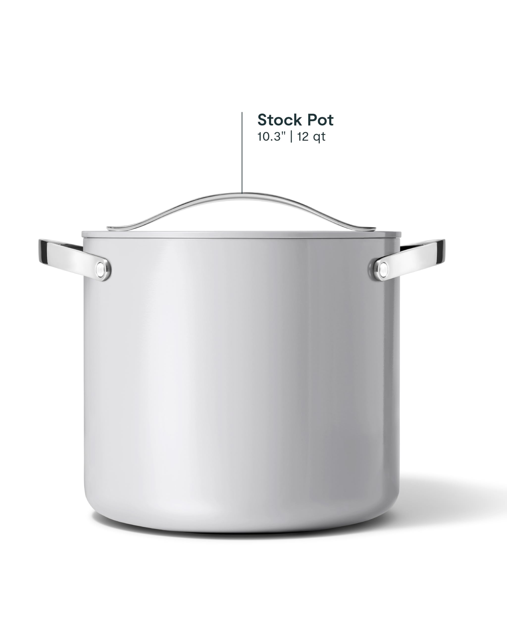 Caraway 12 Qt Ceramic Coated Stock Pot with Lid - Non-Toxic, PFOA-Free Large Cooking Pot for Soups, Stews & Pasta - Perfect for Family Dinners & Meal Prep - Gray