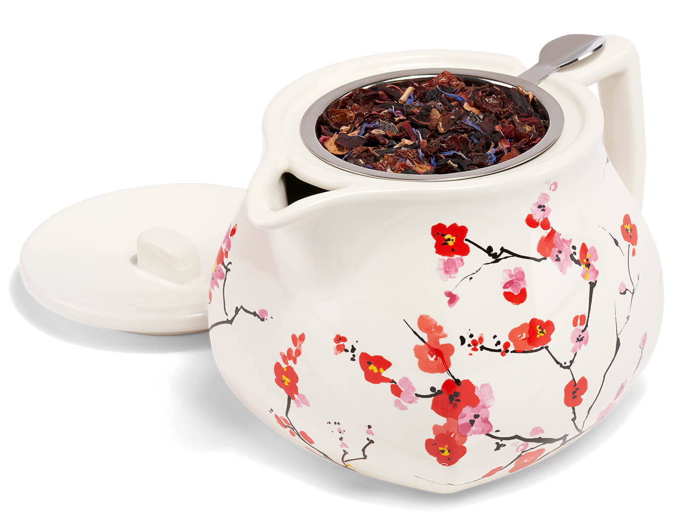 Premium Fiore Teapot with Removable Stainless Steel Infuser - Cherry Blossom Design - Perfect for Loose Leaf Tea, Herbal Tea & Blooming Tea - Ideal Gift for Tea Lovers & Home Decor