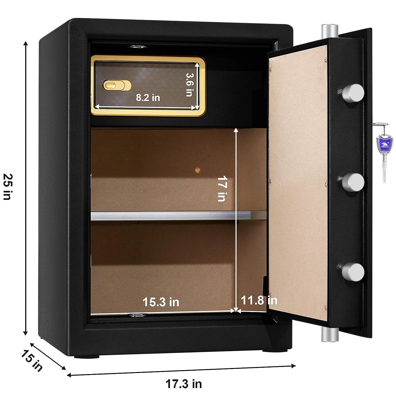TIGERKING Large Home Safe Box with Dual Key Lock & Password Protection - 3.7 Cubic Feet Security Safe for Money, Jewelry & Important Documents | Ideal for Home, Office & Business Use