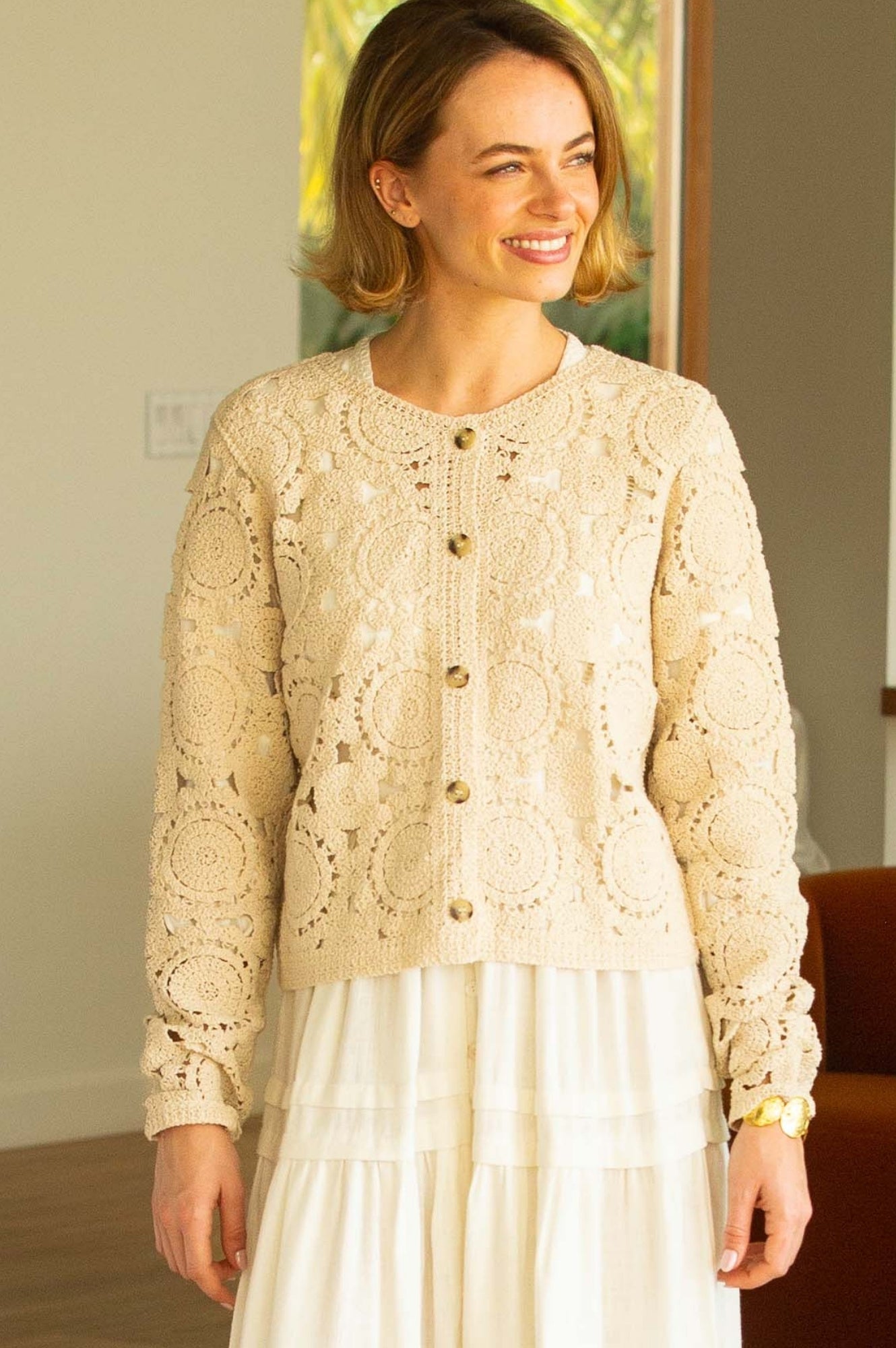 Chunky Knit Crochet Cardigan for Women - Soft Cream Open Front Sweater - Cozy Loungewear for Fall & Winter | Perfect for Casual Outfits, Coffee Dates, and Relaxing at Home