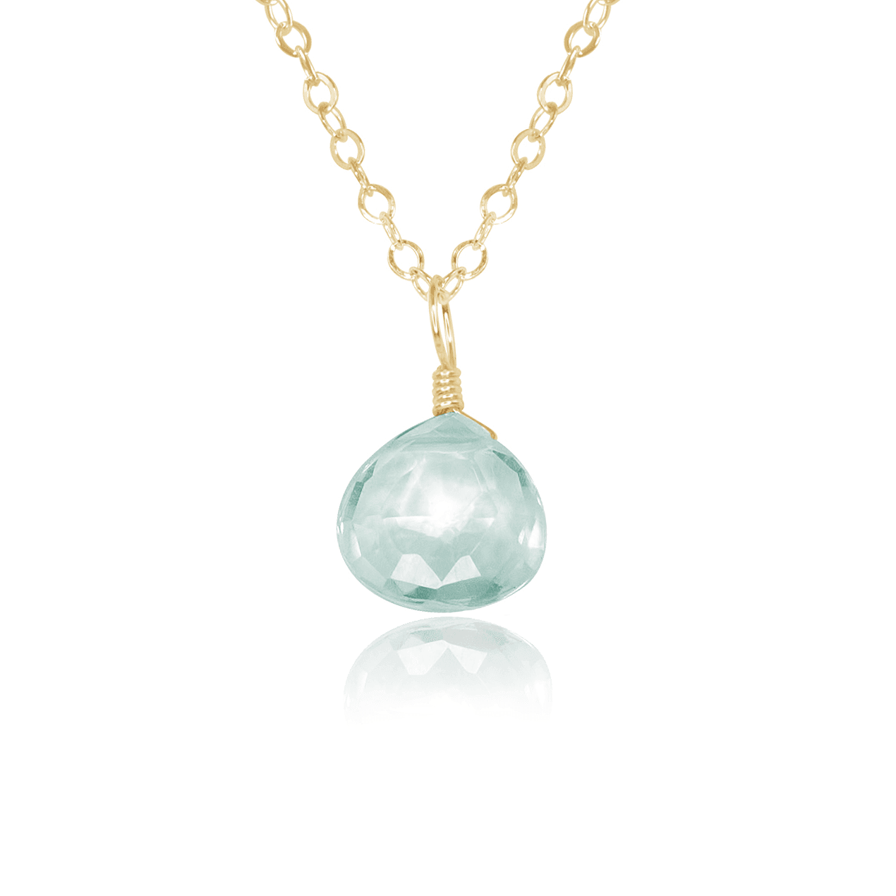 Elegant Tiny Aquamarine Teardrop Crystal Pendant Necklace | Dainty Blue Gemstone Jewelry for Women | Perfect for Weddings, Parties & Everyday Wear