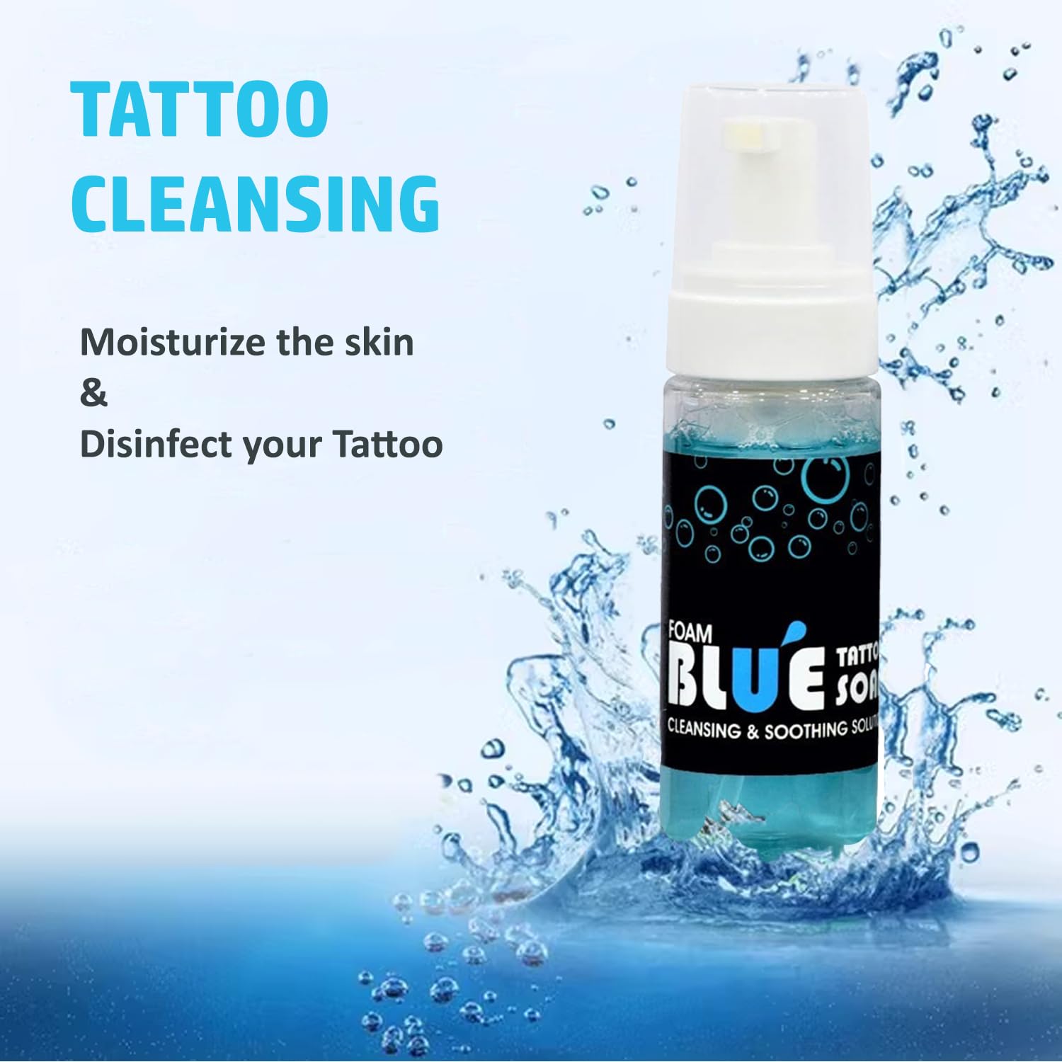 Tattoo Healing & Cleaning Foaming Blue Soap (50ml) - Gentle Aftercare for New Tattoos, Piercings & Skin Irritations | Antibacterial & Moisturizing Formula