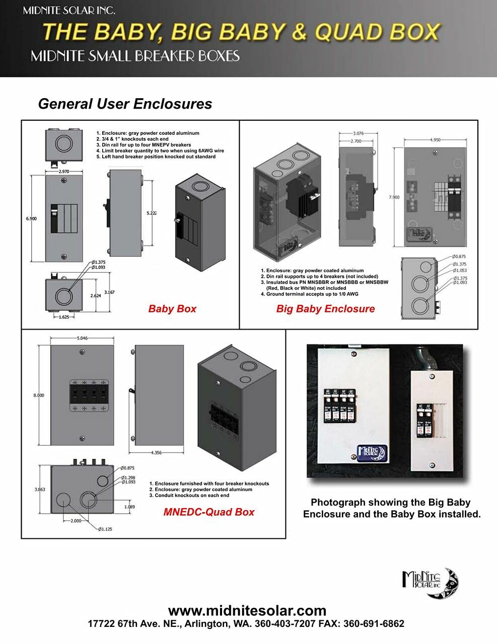 MidNite Solar MNBABYBOX Enclosure for Solar Power Systems - Weatherproof Electrical Box for Outdoor Solar Panel Installations & Renewable Energy Projects