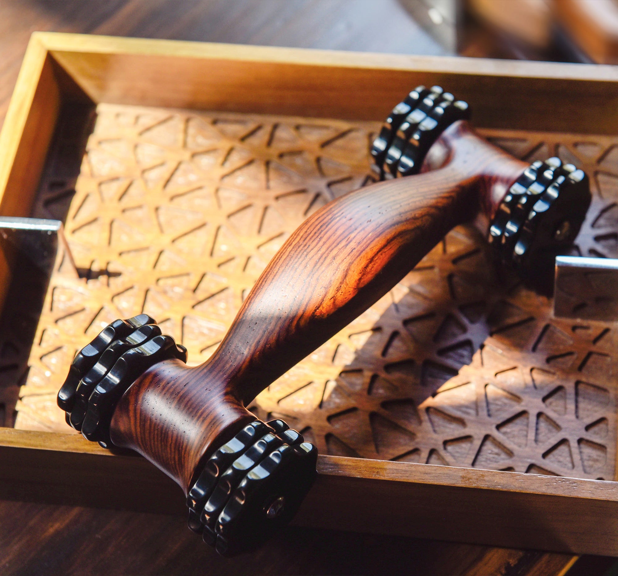 Premium Rosewood & Buffalo Horn Massage Roller for Face & Body - Reduce Wrinkles, Relieve Muscle Tension - Perfect for Skincare Routine & Post-Workout Recovery