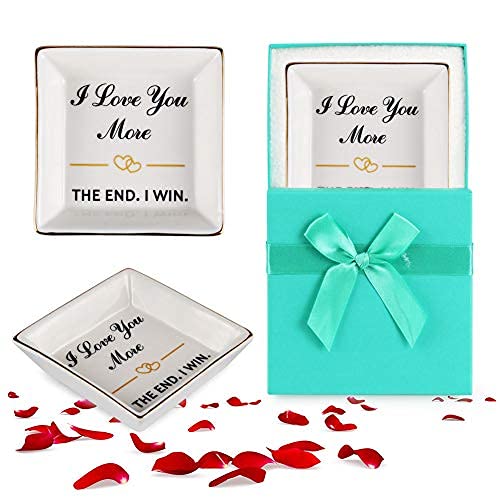 Best Birthday Gifts for Wife - Thoughtful Anniversary Jewelry Tray & Ceramic Ring Dish Holder - Perfect Gift for Mom from Daughter or Son - Great for Home Decor & Jewelry Organization