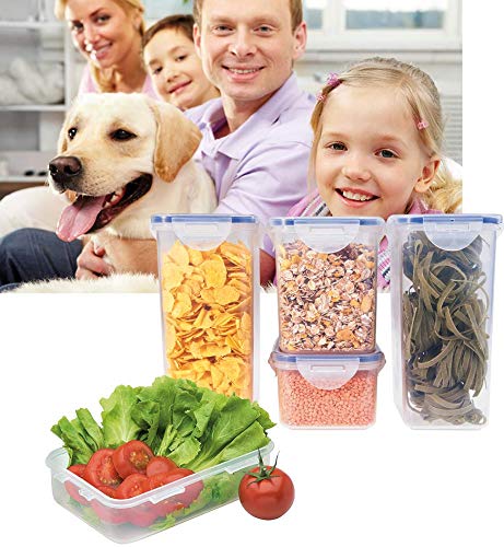 LOCK & LOCK HPL836SB 6-Piece Airtight Food Storage Container Set - Clear & Blue BPA-Free Plastic Kitchen Organizers for Pantry, Fridge & Meal Prep