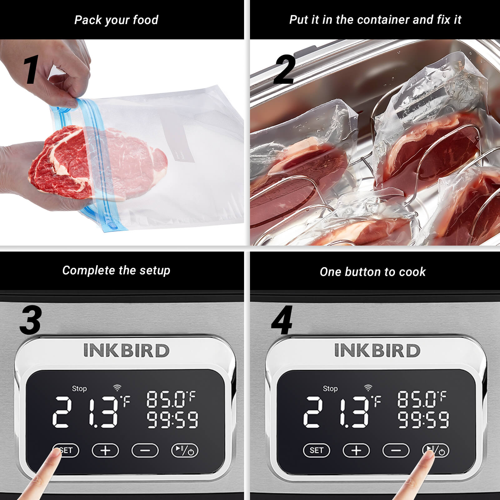 ISV 500W All-in-One WiFi Sous Vide Precision Cooker - Smart Immersion Circulator for Steak, Chicken & Seafood | Perfect for Home Chefs & Professional Kitchens