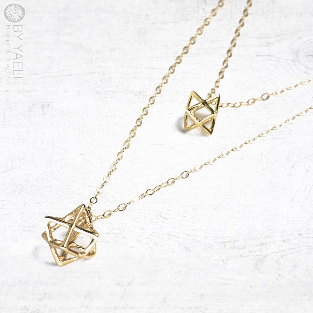 Gold Star of David Necklace - 14K Jewish Jewelry, Kabbalah & Sacred Geometry Pendant - Perfect for Hanukkah, Bar Mitzvah & Spiritual Protection