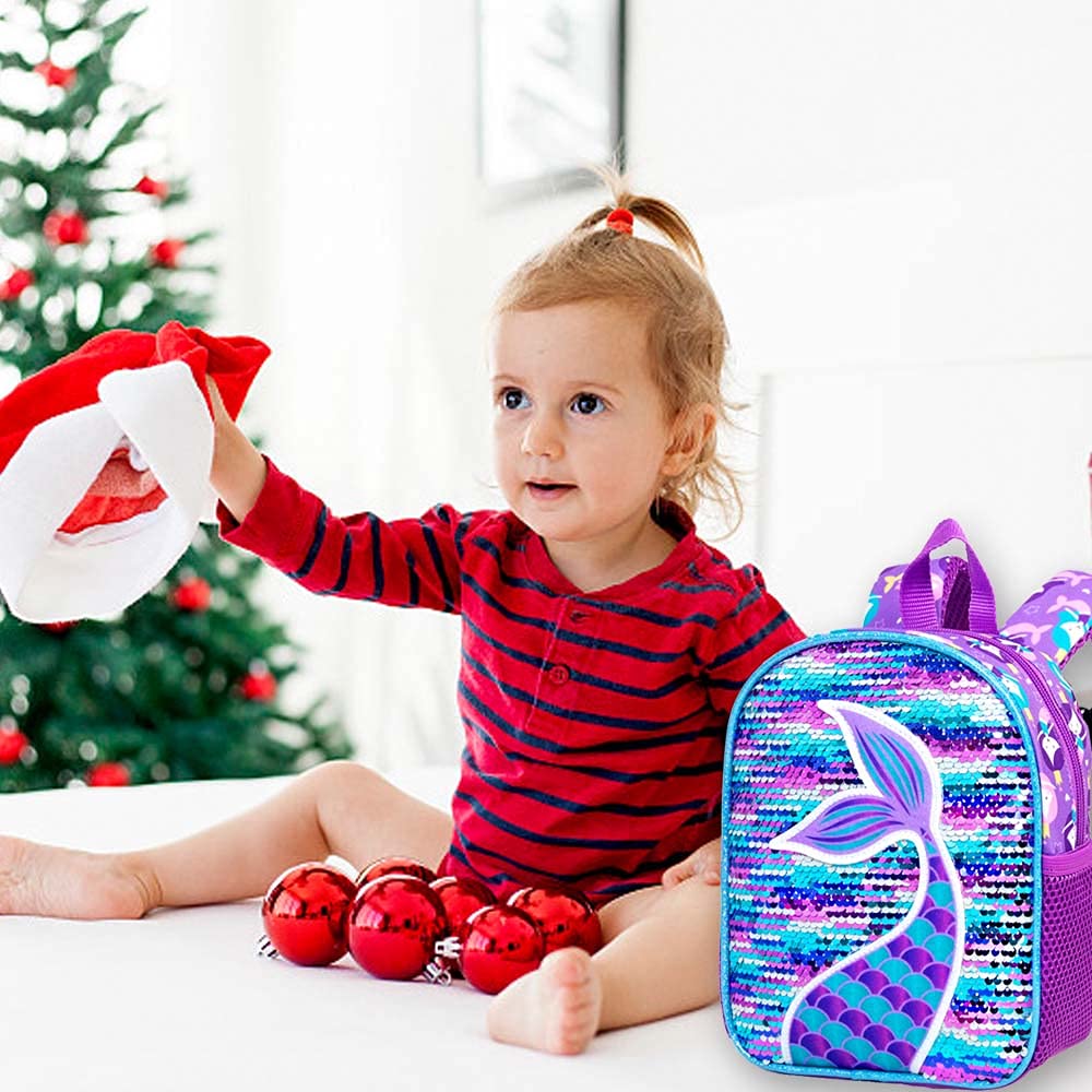 AGSDON Toddler Backpack with Removable Safety Leash - 9.5 Inch Cute Mermaid Design Baby Bookbag for Boys & Girls - Perfect for Daycare, Travel, and Outdoor Adventures
