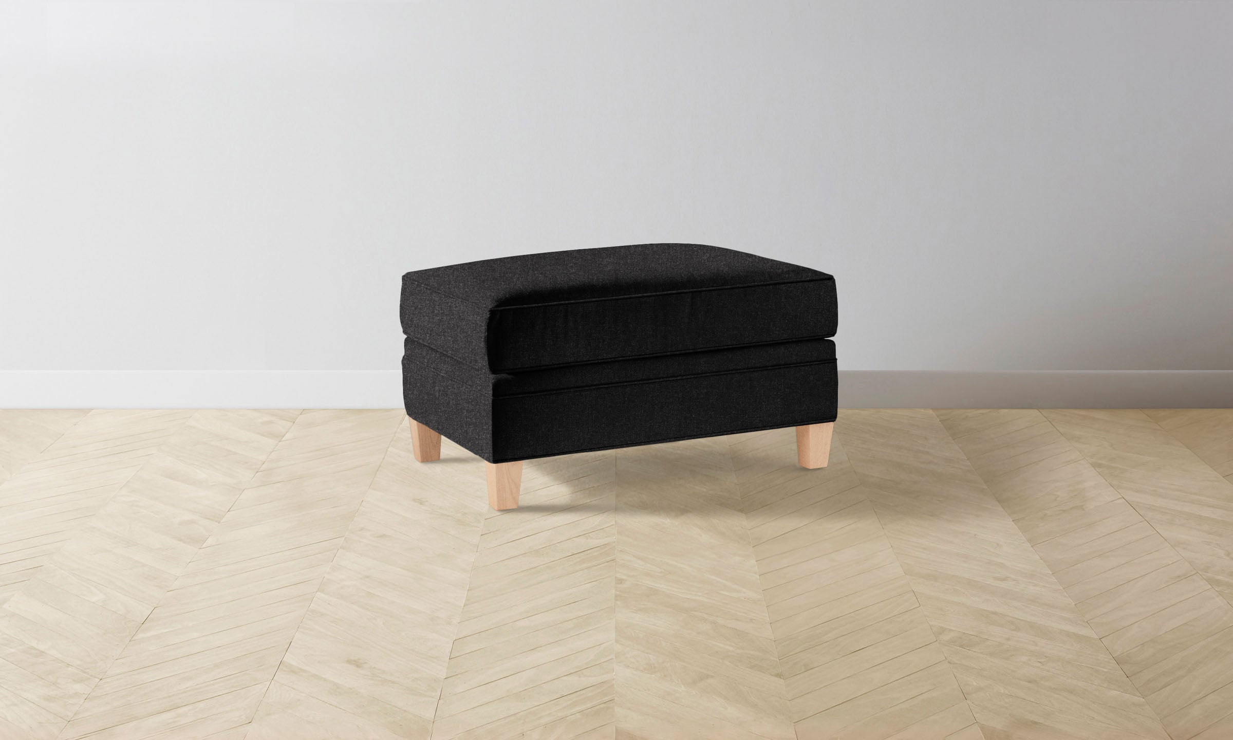 Premium Italian Brushed Wool Carmine Ottoman Footstool - Luxurious Living Room Accent for Cozy Home Decor & Relaxation