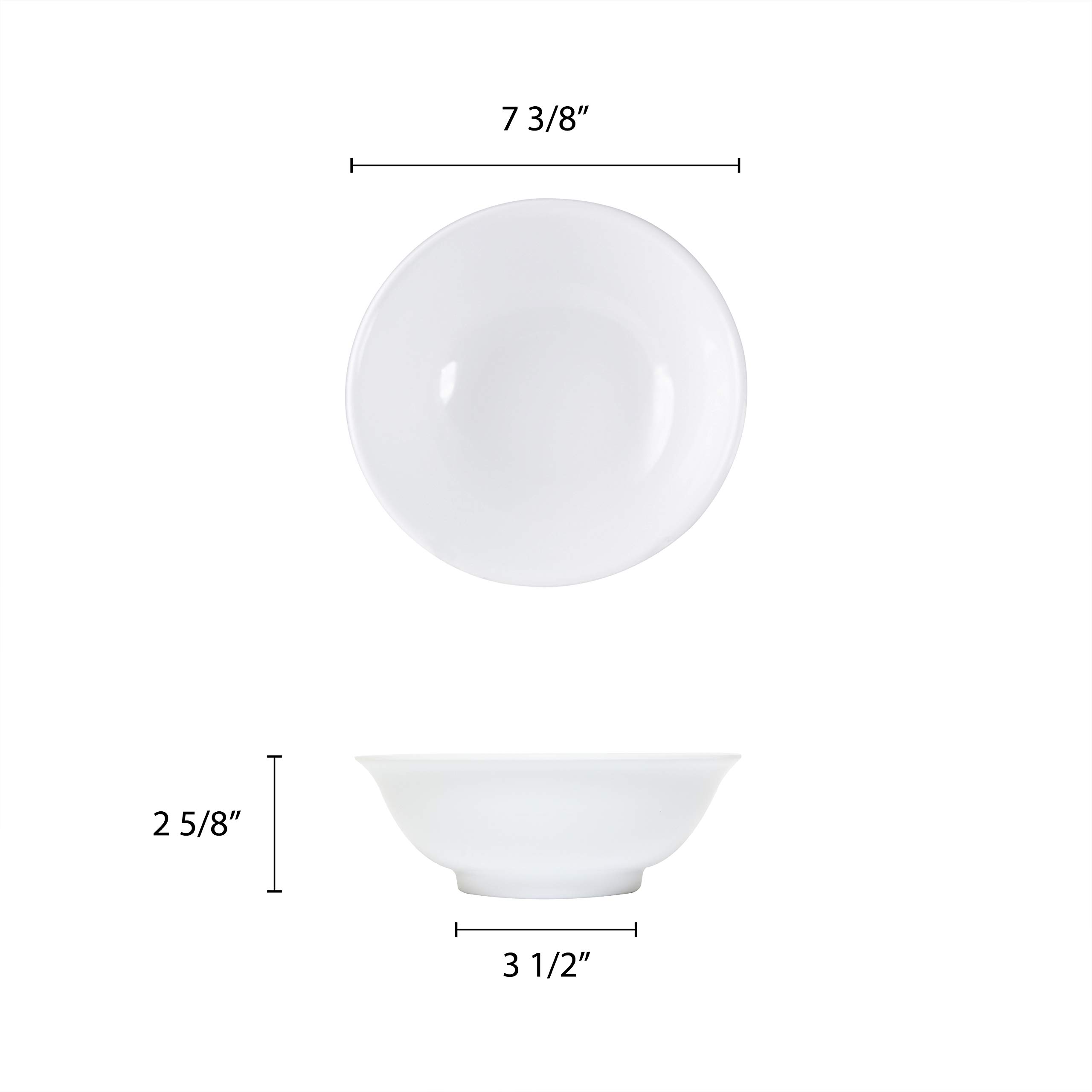 Premium White Melamine Dinnerware Set - 12-Pack 7.5 Inch 30oz Rimless Bowls | Durable, Lightweight & Shatterproof | Perfect for Restaurants, Picnics, Outdoor Dining & Catering Events
