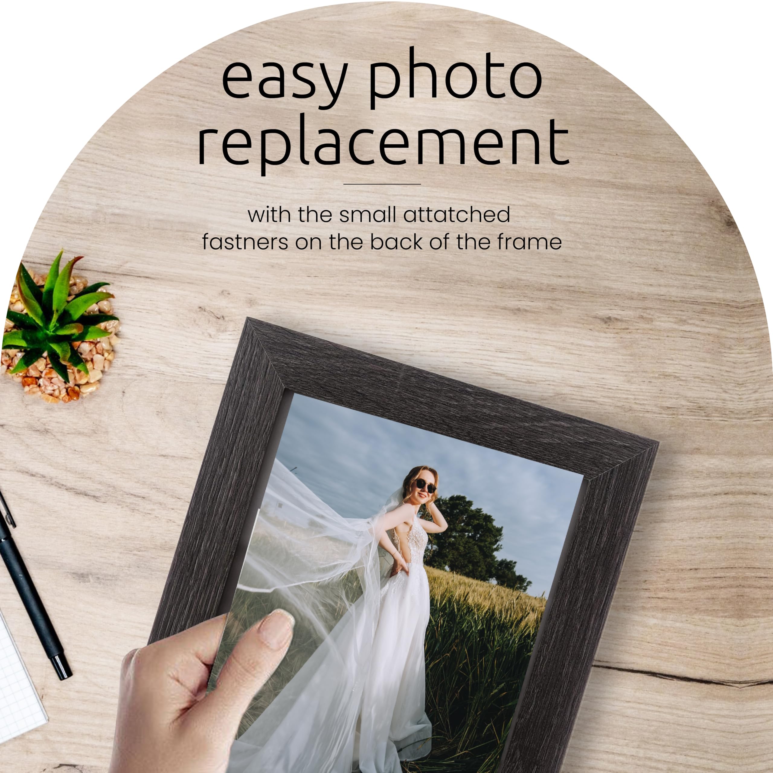Kiera Grace Farmhouse Picture Frames - Set of 5x7 Driftwood Black Wooden Photo Frames for Wall Decor, Tabletop Display, Rustic Home & Office Decor