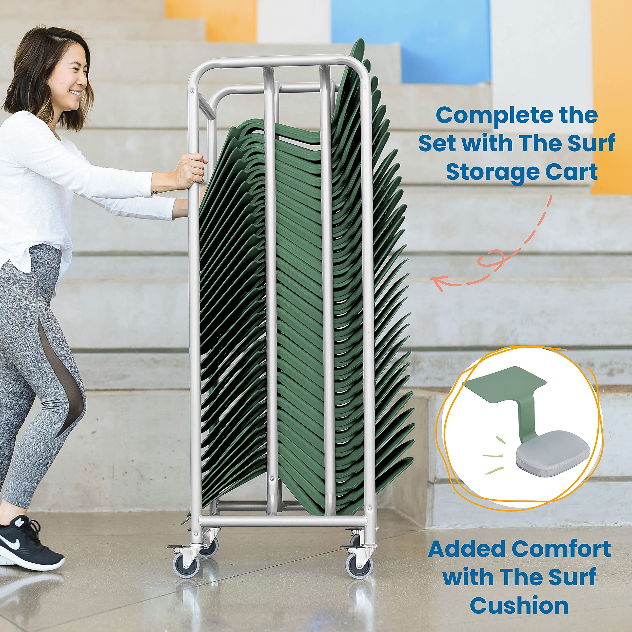 ECR4Kids The Surf Portable Lap Desk for Kids - Lightweight & Adjustable Study Table for Home, School, or Travel - Flexible Seating Classroom Furniture in Sage Green