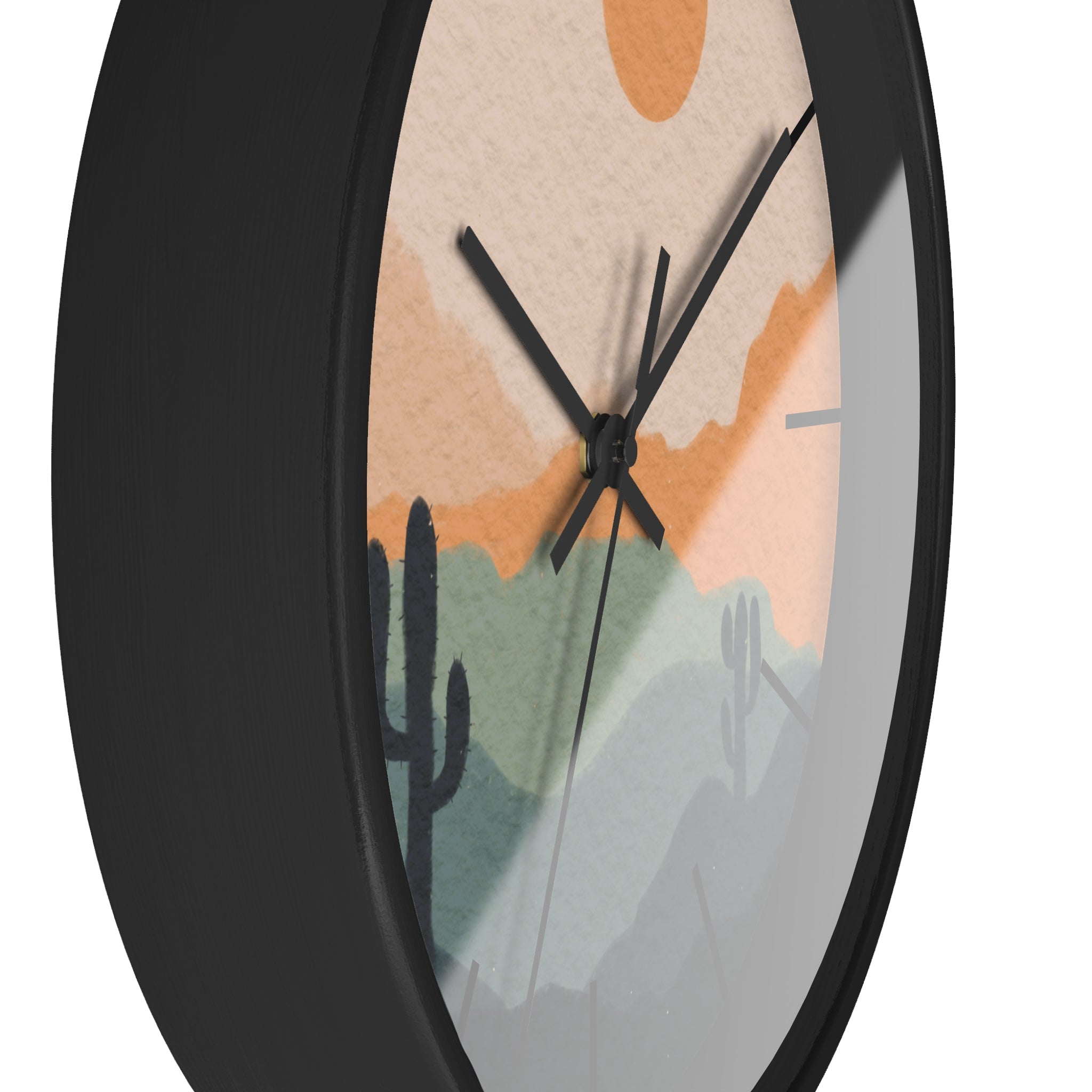 Silent Ticking Wall Clock - Rustic Desert Decor with 10 Inch Wood or Plastic Frame & Plexiglass - Southwestern Theme Home Office Decor for Living Room, Bedroom, Kitchen