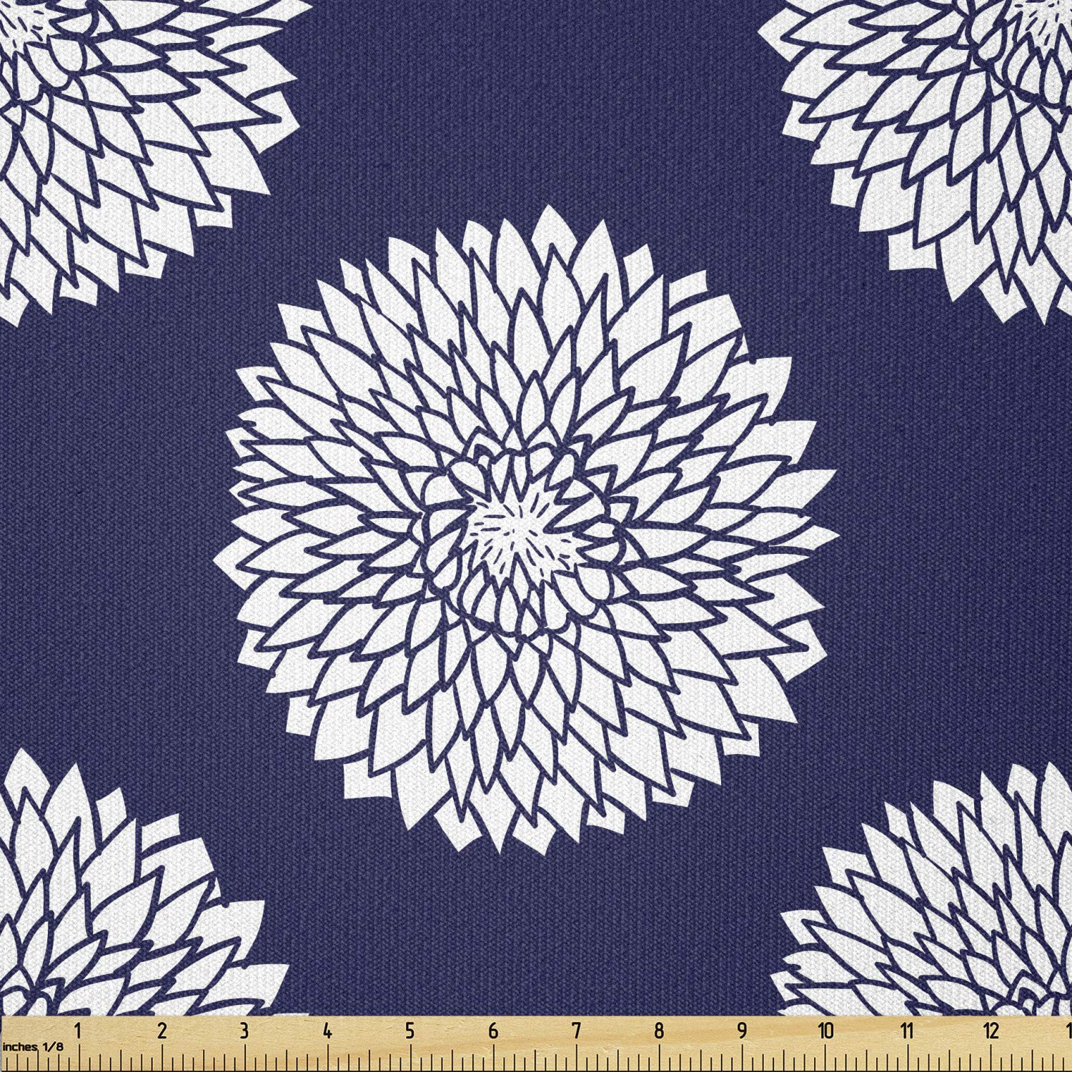 Lunarable Stretch Knit Fabric by The Yard - Blossoming Flowers Abstract Print for Clothing Sewing & DIY Crafts (10 Yards, Navy Blue) | Perfect for Dresses, T-Shirts, Home Decor & Art Projects