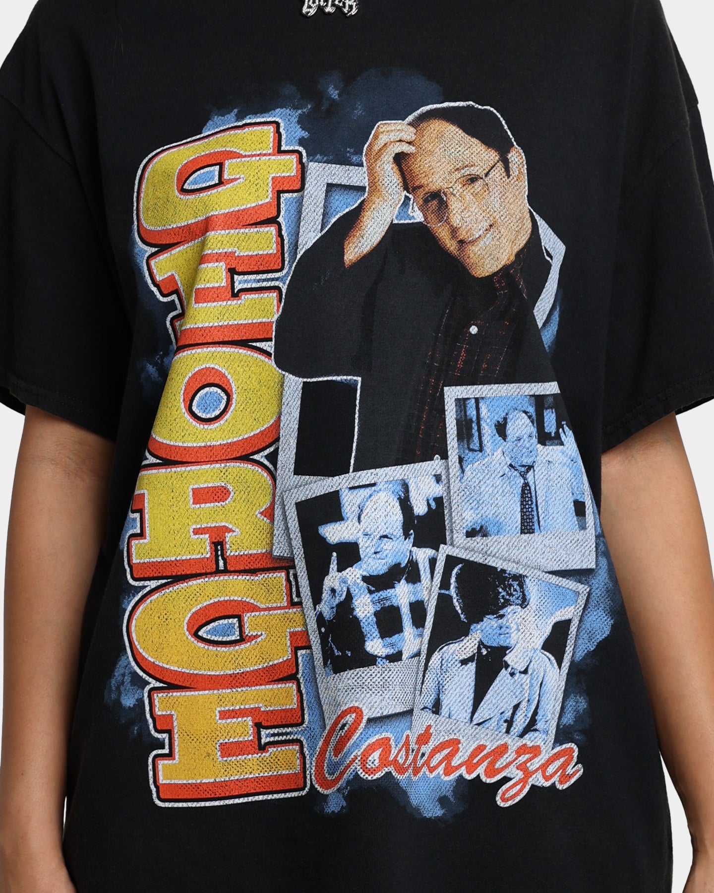 Vintage Seinfeld George Costanza T-Shirt - Washed Black Retro TV Show Tee - Perfect for Casual Wear, Cosplay & 90s Nostalgia Fans