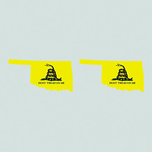 Two Pack Don't Tread On Me Oklahoma State Shaped Gadsden Flag Sticker - Self Adhesive Vinyl Decal for Cars, Laptops & Windows - Show OK Pride & Patriotism