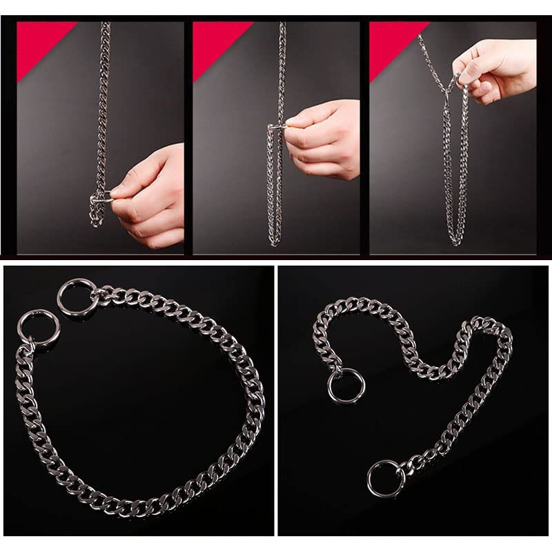 Premium Dog Training Choke Collar - 4.0mm Flat Metal Slip Collar for Small, Medium & Large Dogs - Adjustable 65cm Pet Training Chain for Obedience & Behavior Control - Perfect for Walks, Grooming & Professional Dog Training Sessions