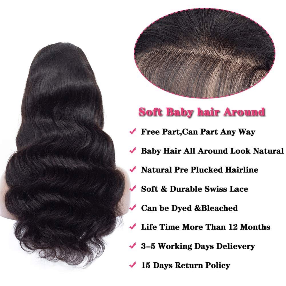 13x4 Lace Front Wigs Human Hair - Brazilian Body Wave 200% Density Remy Hair Wigs for Black Women (34 Inch) - Pre Plucked Natural Hairline for Daily Wear & Special Occasions