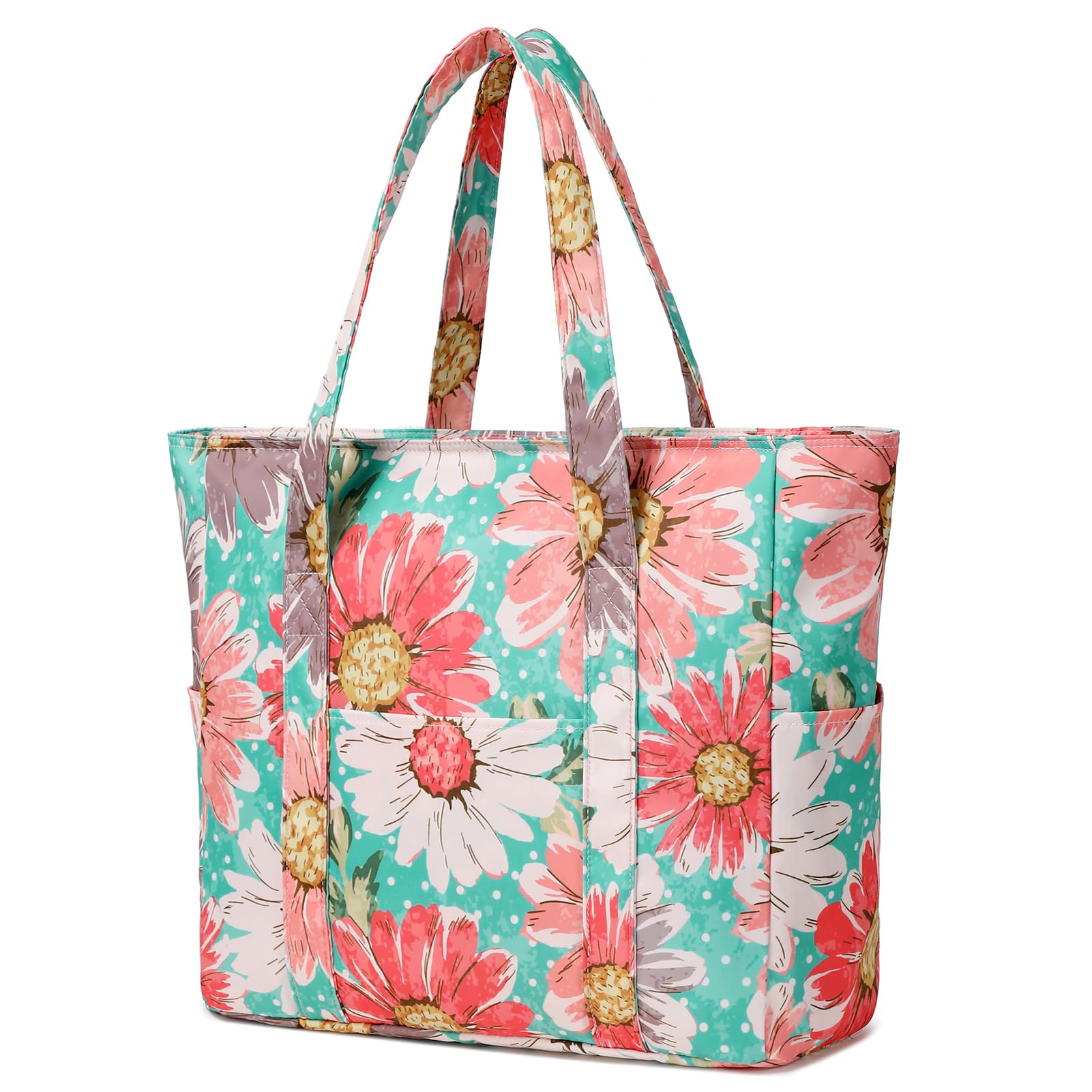 **Octsky Large Waterproof Beach Tote Bag for Women - Sandproof with Dual Zipper & Wet Pocket - 3 Exterior Pockets - Perfect for Pool, Travel & Summer Outings**