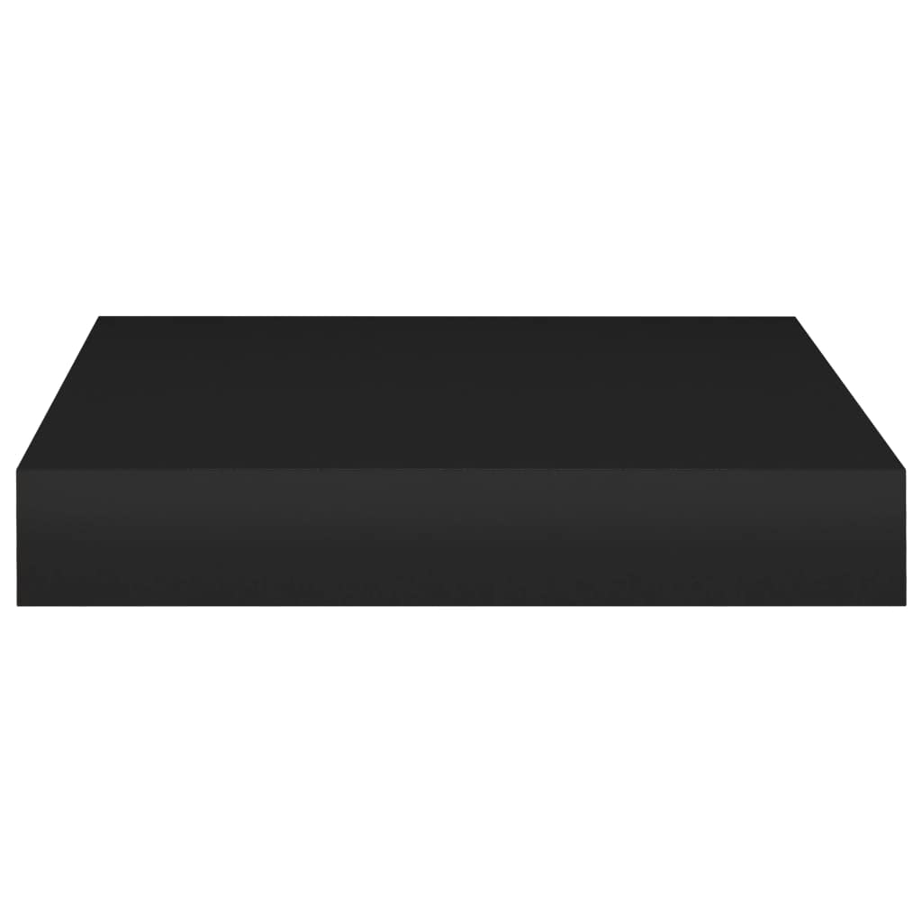 Modern Floating Wall Shelves Set of 2 - Black MDF Decorative Ledges (9.1