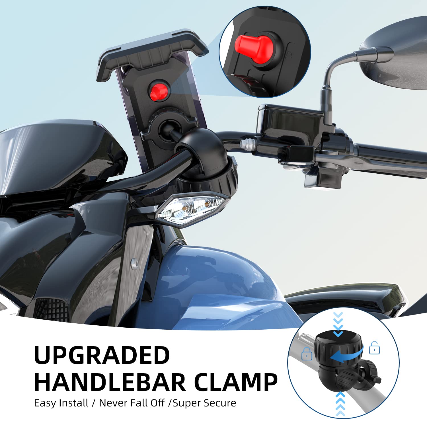 POSIKO Universal Bike Phone Mount Holder - Adjustable Motorcycle & Bicycle Phone Mount for iPhone, Samsung & Smartphones 4.7