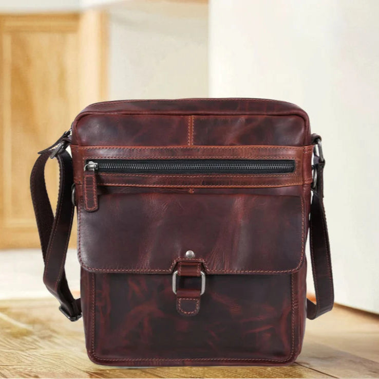 Premium Manhattan Leather Satchel - Genuine Buffalo Leather Crossbody Bag for Men & Women | Stylish Everyday Carry for Work, Travel & Casual Outings