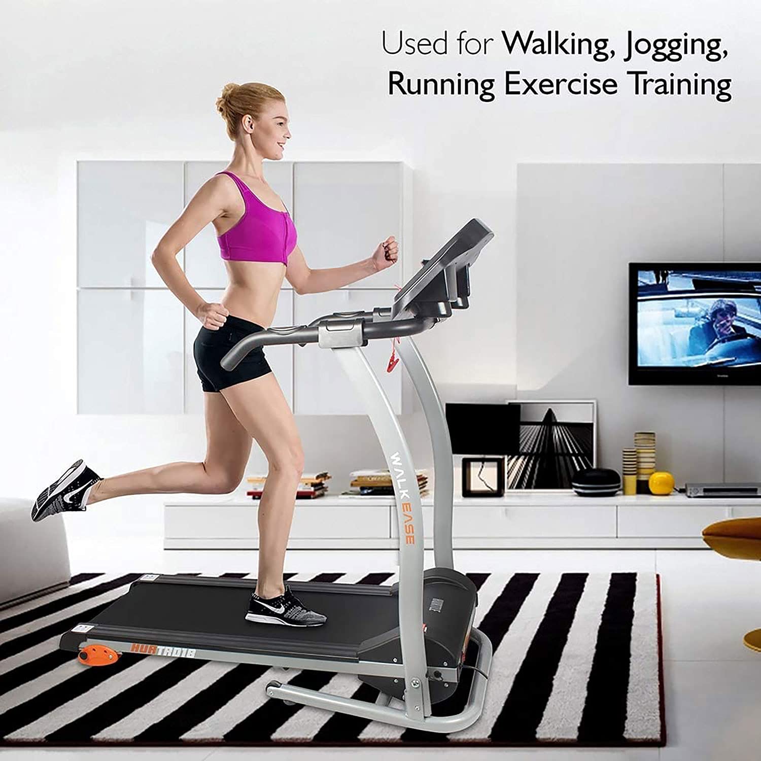 Hurtle Electric Folding Treadmill for Home Use - Compact Cardio Exercise Machine with 12 Training Modes, 3 Incline Levels & Bluetooth Connectivity - Perfect for Walking, Running & Home Workouts in Small Spaces