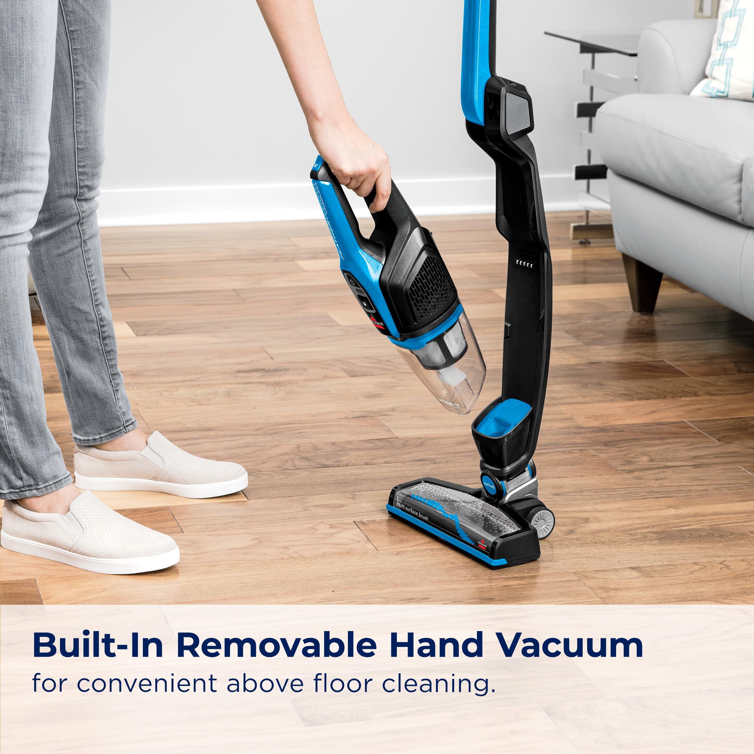 Bissell 3061 Featherweight Cordless Stick Vacuum Cleaner - Lightweight, Self-Standing, Electric Blue & Black - Perfect for Hard Floors, Carpets, Pet Hair, and Quick Cleanups
