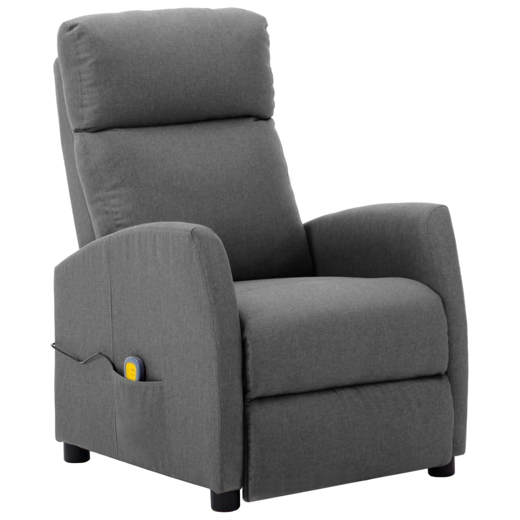 Comfortable Reclining Lounge Chair - Single Theater Seating Sofa with Padded Seat, Massage Function & Light Gray Fabric - Perfect for Home Theater, Living Room & Reading Nook