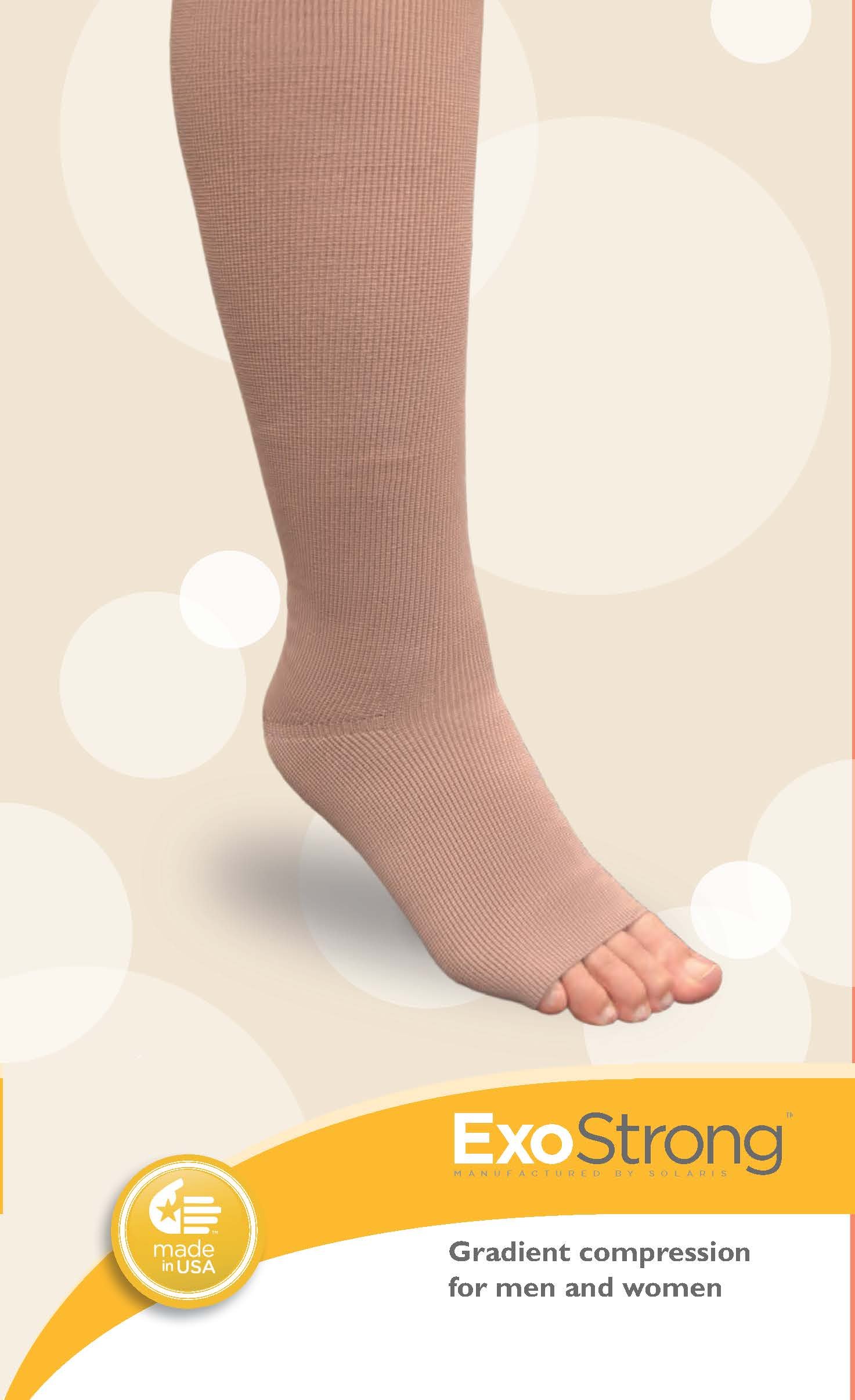 Solaris Exo Strong Compression Stockings 20-30 mmHg with Silicone Top Band - Open Toe for Women & Men - Medical Grade Support for Varicose Veins, Swelling, Circulation - Perfect for Travel, Nursing, Pregnancy, Post-Surgery Recovery