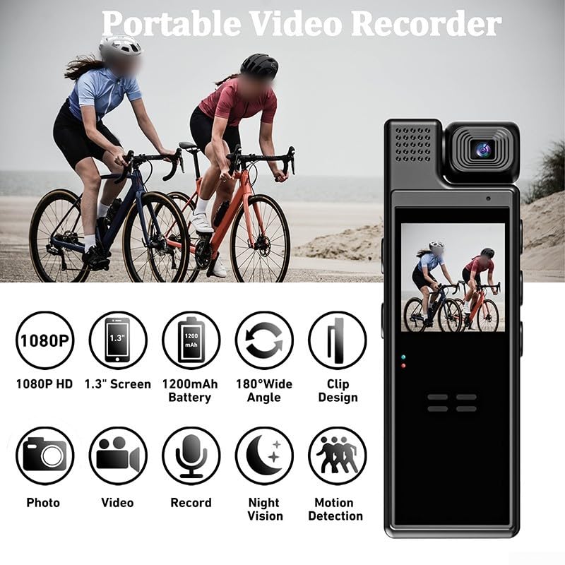 Mini Body Camera 1080P HD - Portable Wearable Pocket Video Recorder with 1.3