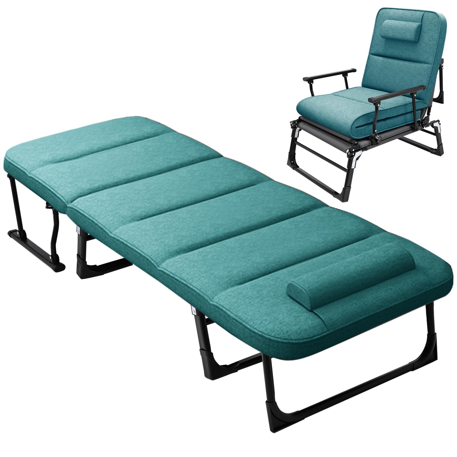 DoCred Heavy Duty Portable Folding Guest Bed with Mattress - Rollaway Cot for Adults, Foldable Bed Frame for Home, Office & Camping - Perfect for Spare Bedroom, Sleepovers & Temporary Accommodation