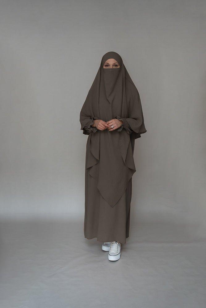 Dark Gray Umrah Abaya Dress - Non-Wrinkling Prayer Gown for Women | Perfect for Hajj, Islamic Prayer & Modest Fashion