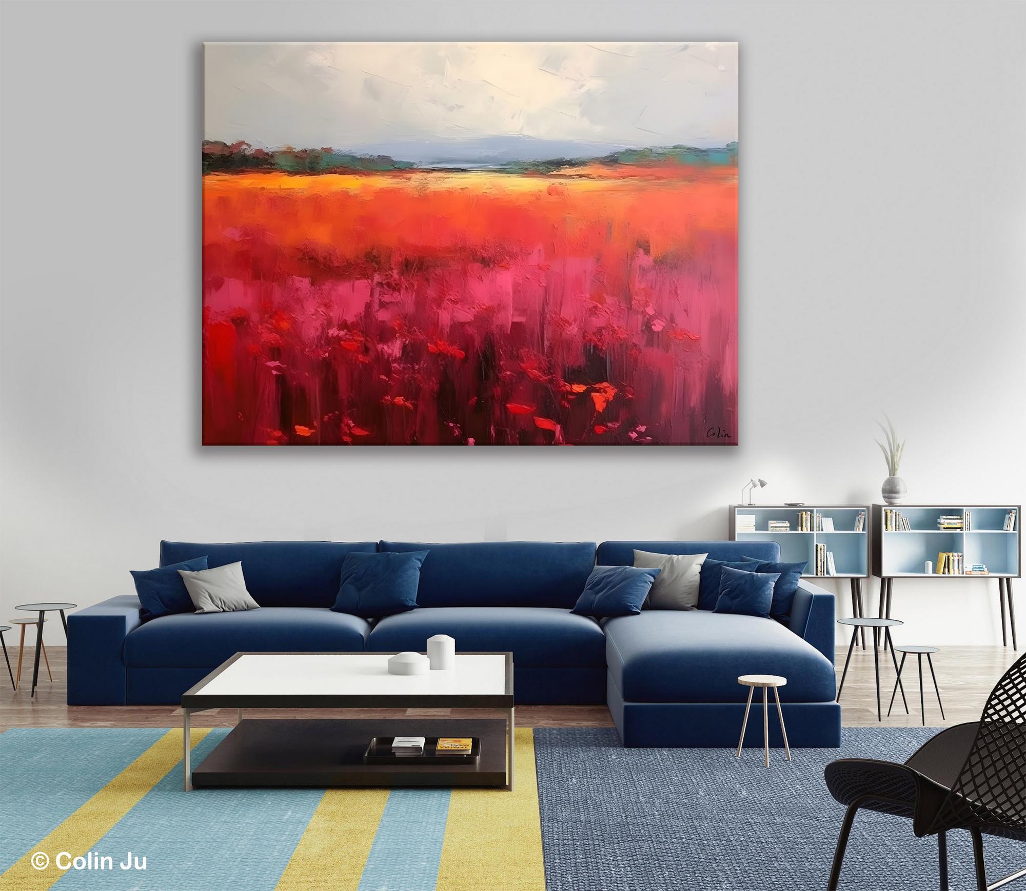 Hand Painted Modern Abstract Landscape Canvas Art - Original Wall Decor for Living Room | Perfect for Home, Office & Gift Giving