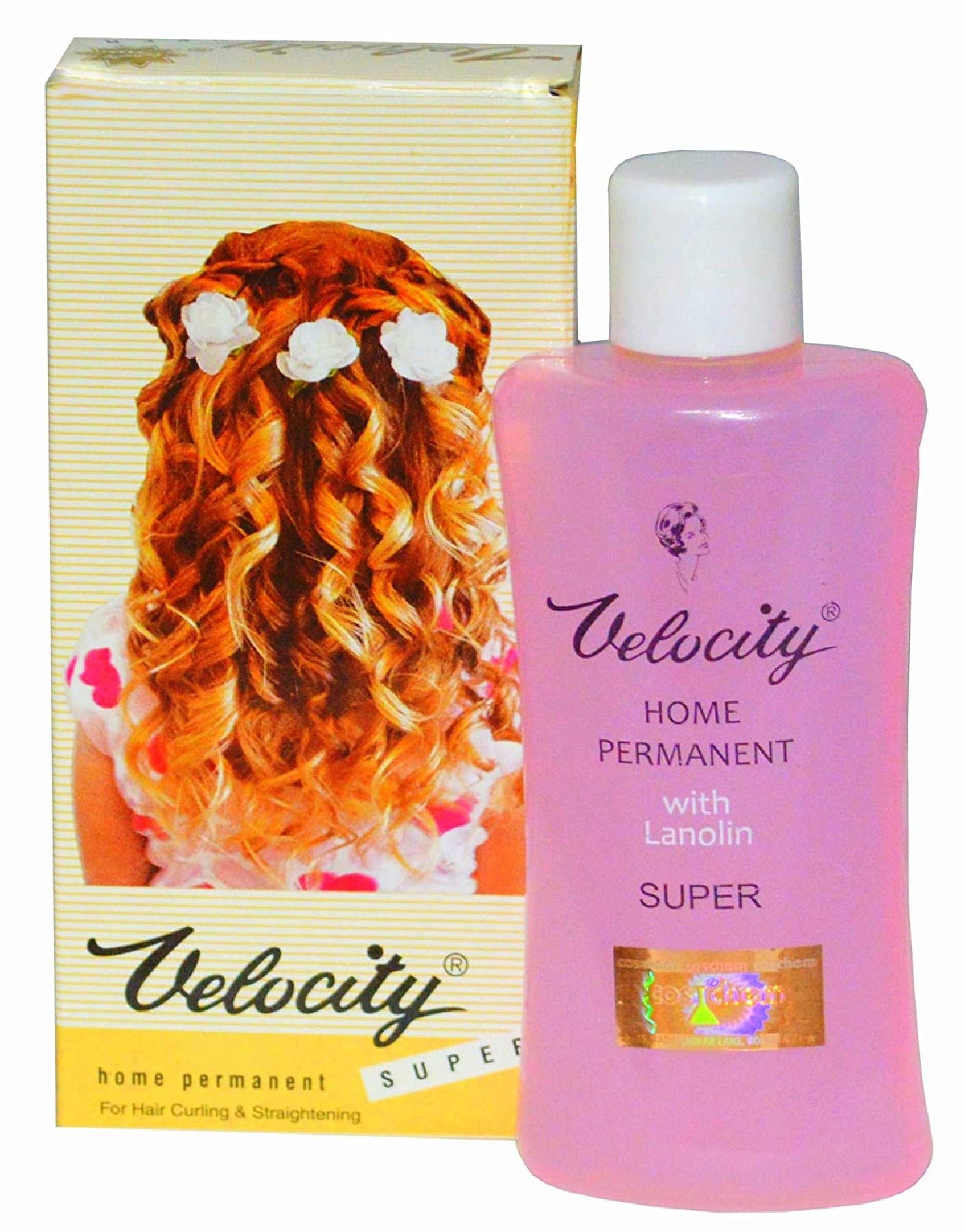 VELOCITY HOME PERMANENT Hair Curling & Straightening Kit - Baby Pink | Professional Salon Quality Hair Styling Tools for Wavy, Curly or Straight Hair | Perfect for Home Use, Parties & Special Occasions