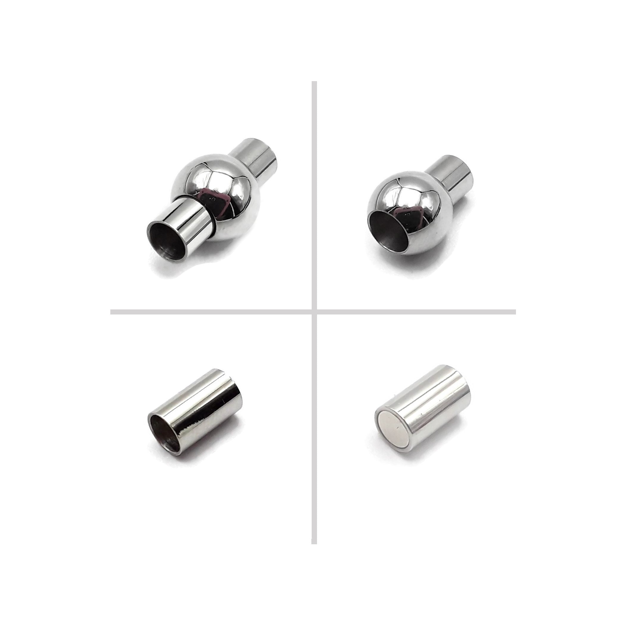 Premium 304 Stainless Steel Magnetic Clasp - 10x20mm Round Ball Cylinder (2-Piece Set) for Jewelry Making, DIY Crafts & Fashion Accessories - Secure & Durable Fastener for Necklaces, Bracelets & Keychains