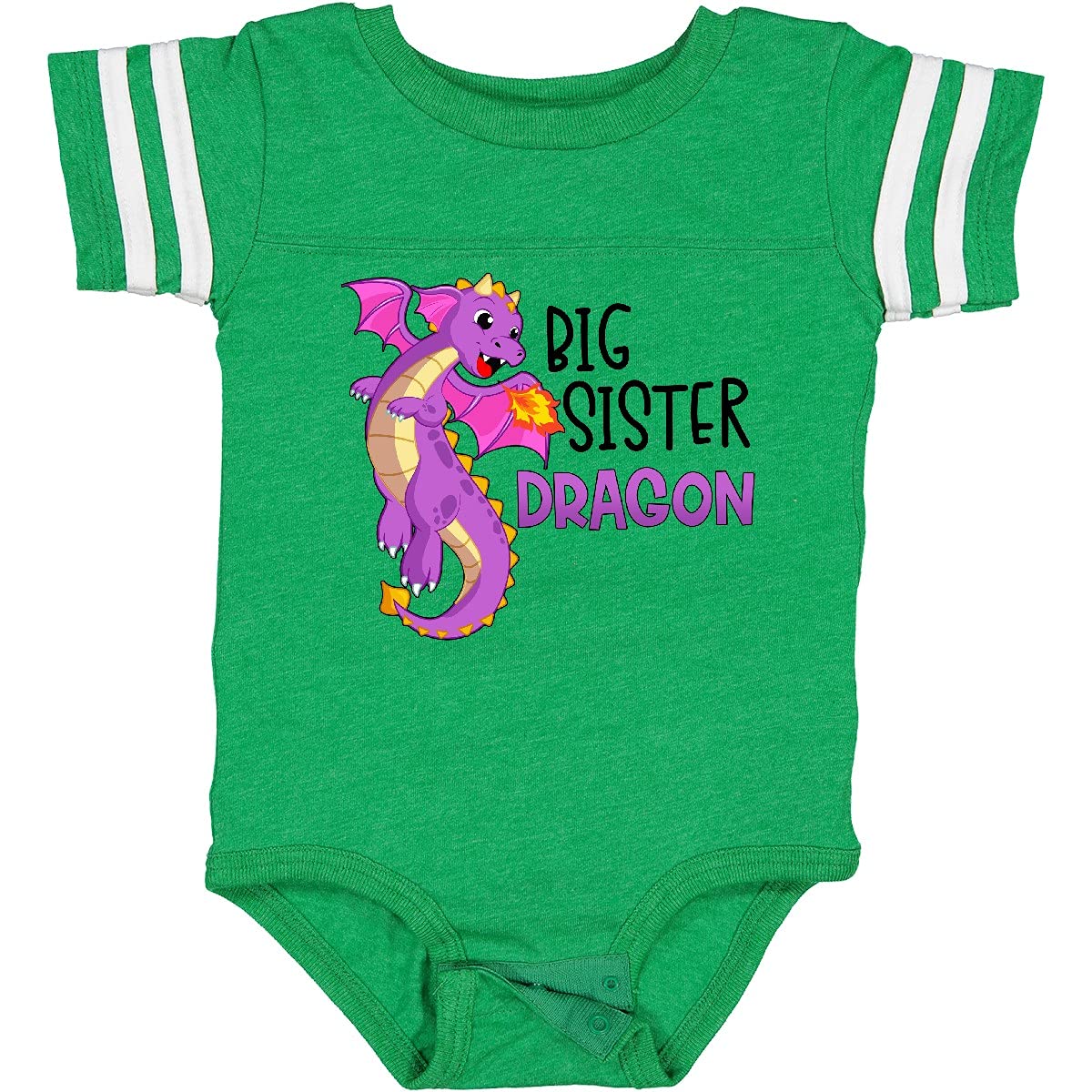 Inktastic Big Sister Cute Purple Dragon Baby Bodysuit - Soft Cotton Infant Onesie for Newborn Girls, Perfect for Sibling Photos & Family Gifting