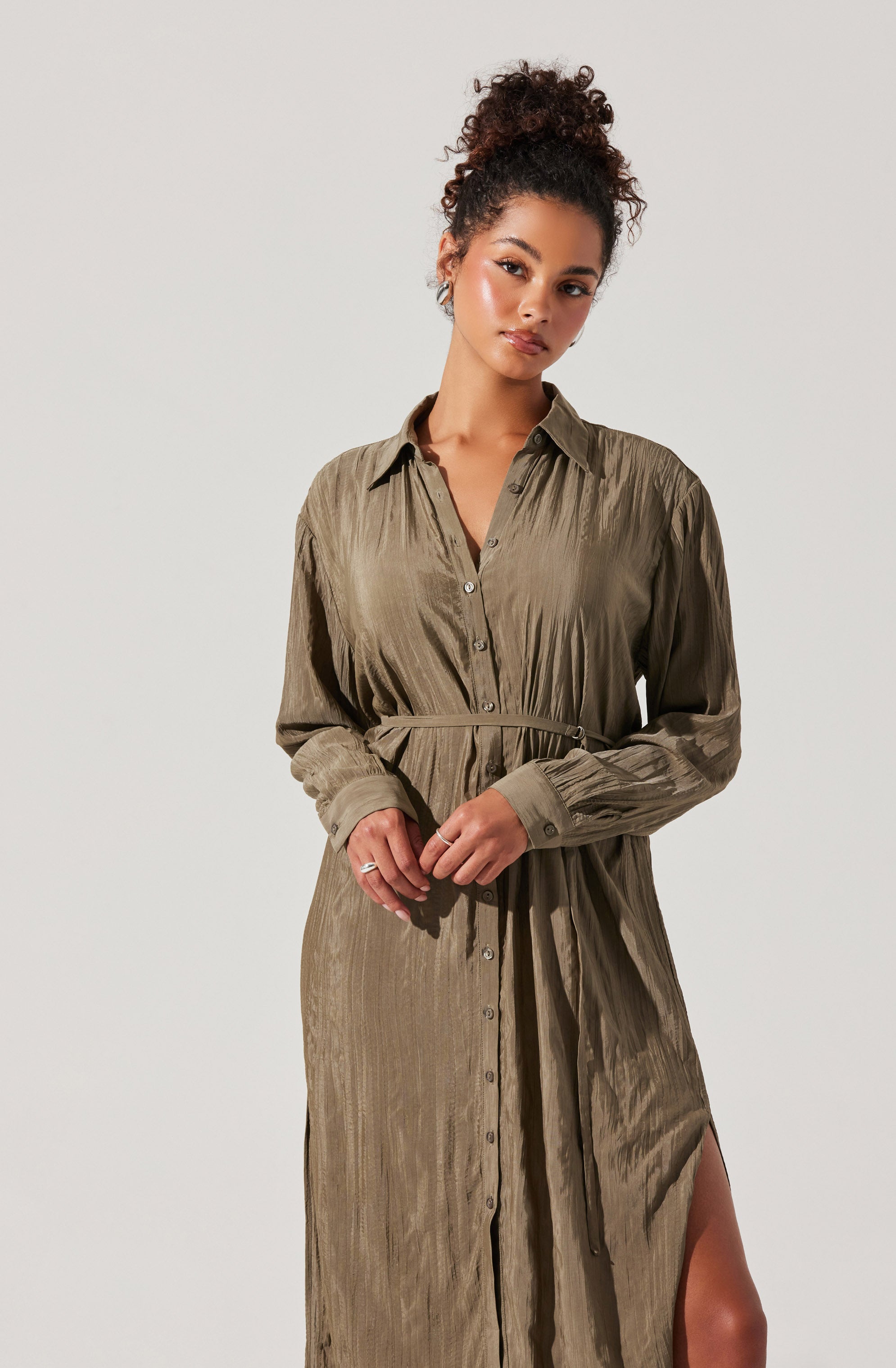 Stylish Belted Long Sleeve Shirt Dress for Women - Elegant Office Wear & Casual Outfit - Perfect for Work, Date Night and Fall Season