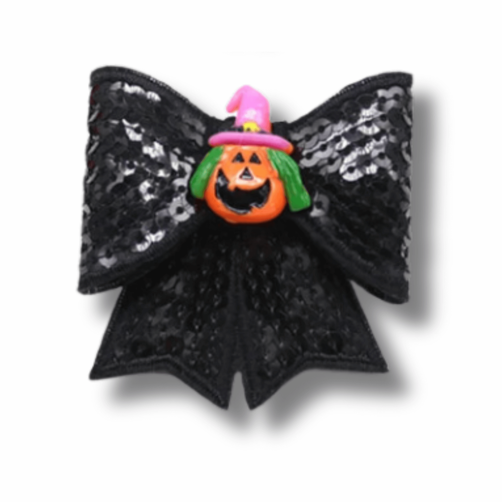 Sparkly Black Sequinned Halloween Dog Bow Tie with Rhinestones - Perfect for Pet Costume Parties & Holiday Photos