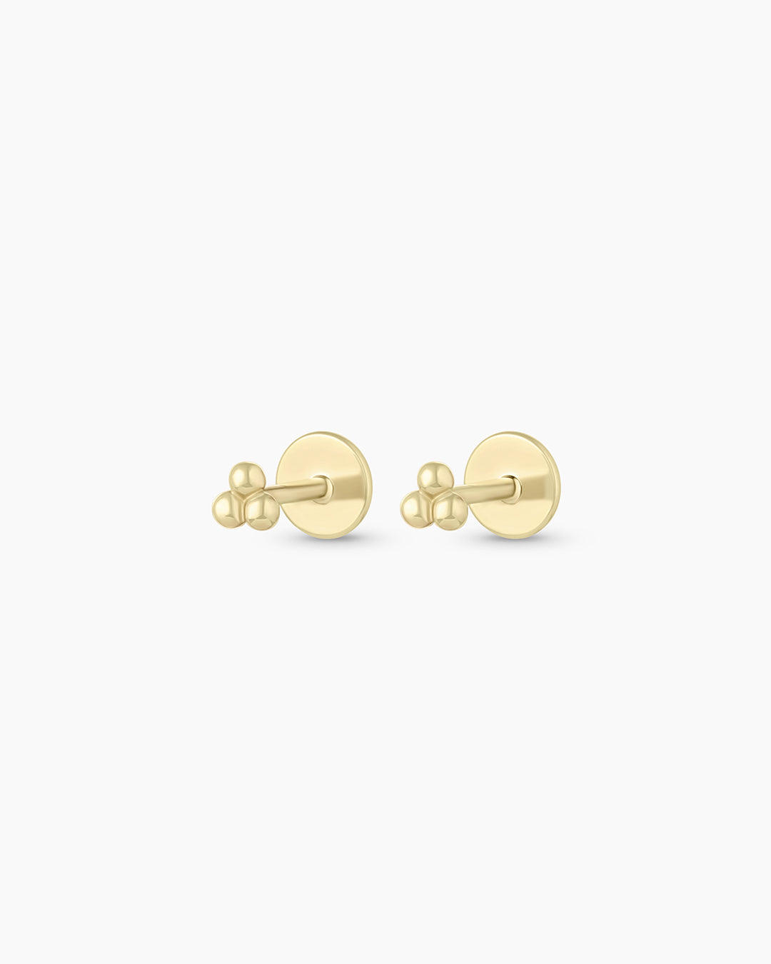 14K Gold Trio Flat Back Stud Earrings - Minimalist Dainty Hoop Earrings for Women - Perfect for Everyday Wear, Work & Special Occasions