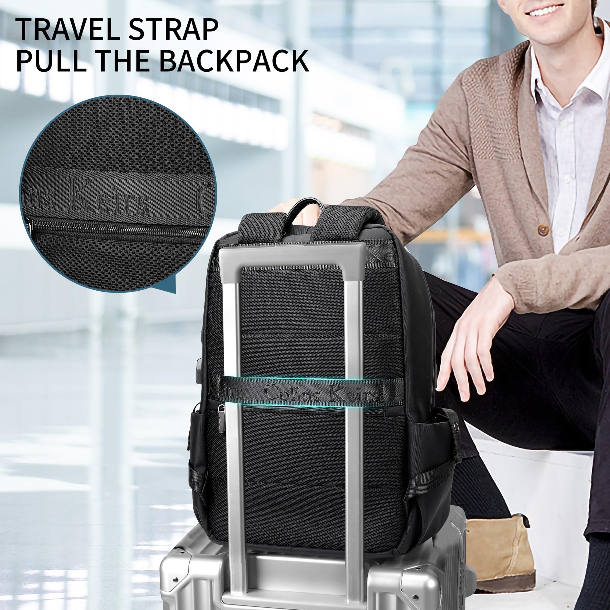 17.3 Inch Laptop Backpack for Men - Business Travel Computer Backpack with USB Charging Port & Headphone Jack - 25L Waterproof Anti-Theft Bag - Perfect for Work, Commuting & College (Black)