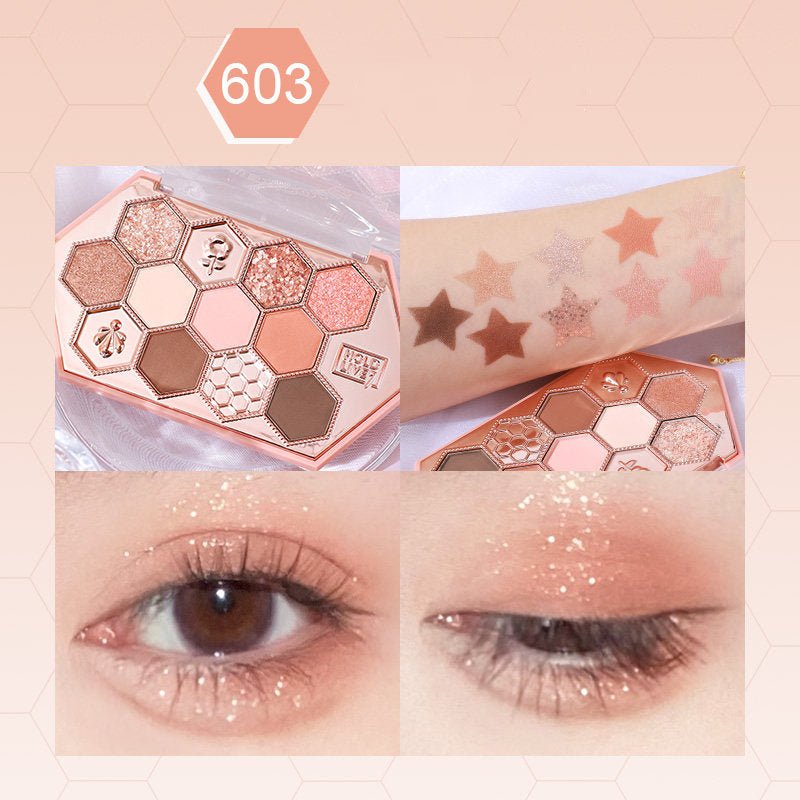 HOLD LIVE Honeycomb Diamond Eyeshadow Palette - 12 Color Matte & Shimmer Makeup Palette for Women, Long Lasting & Highly Pigmented - Perfect for Party, Wedding, and Everyday Makeup Looks