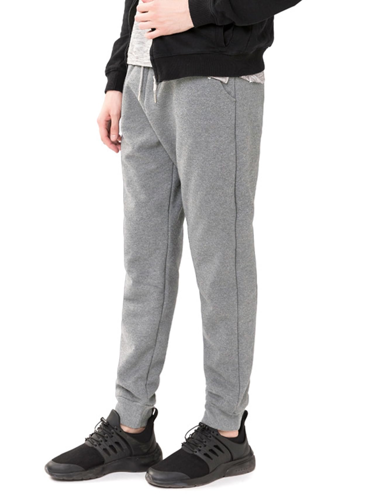 Flygo Men's Fleece Lined Sherpa Sweatpants - Winter Warm Jogger Pants with Pockets for Lounge, Athletic & Outdoor Activities | Cozy Casual Wear for Cold Weather