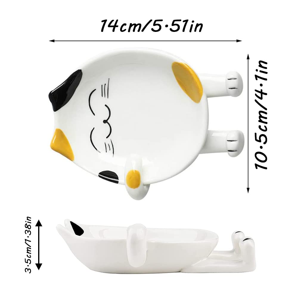 Ceramic Cat Spoon Rest for Kitchen Counter - Multi-Functional Chopsticks & Utensil Holder - Cute Cat-Themed Kitchen Accessories & Decor Gift for Cat Lovers (Yellow) | Perfect for Cooking, Serving, and Adding Playful Charm to Your Kitchen