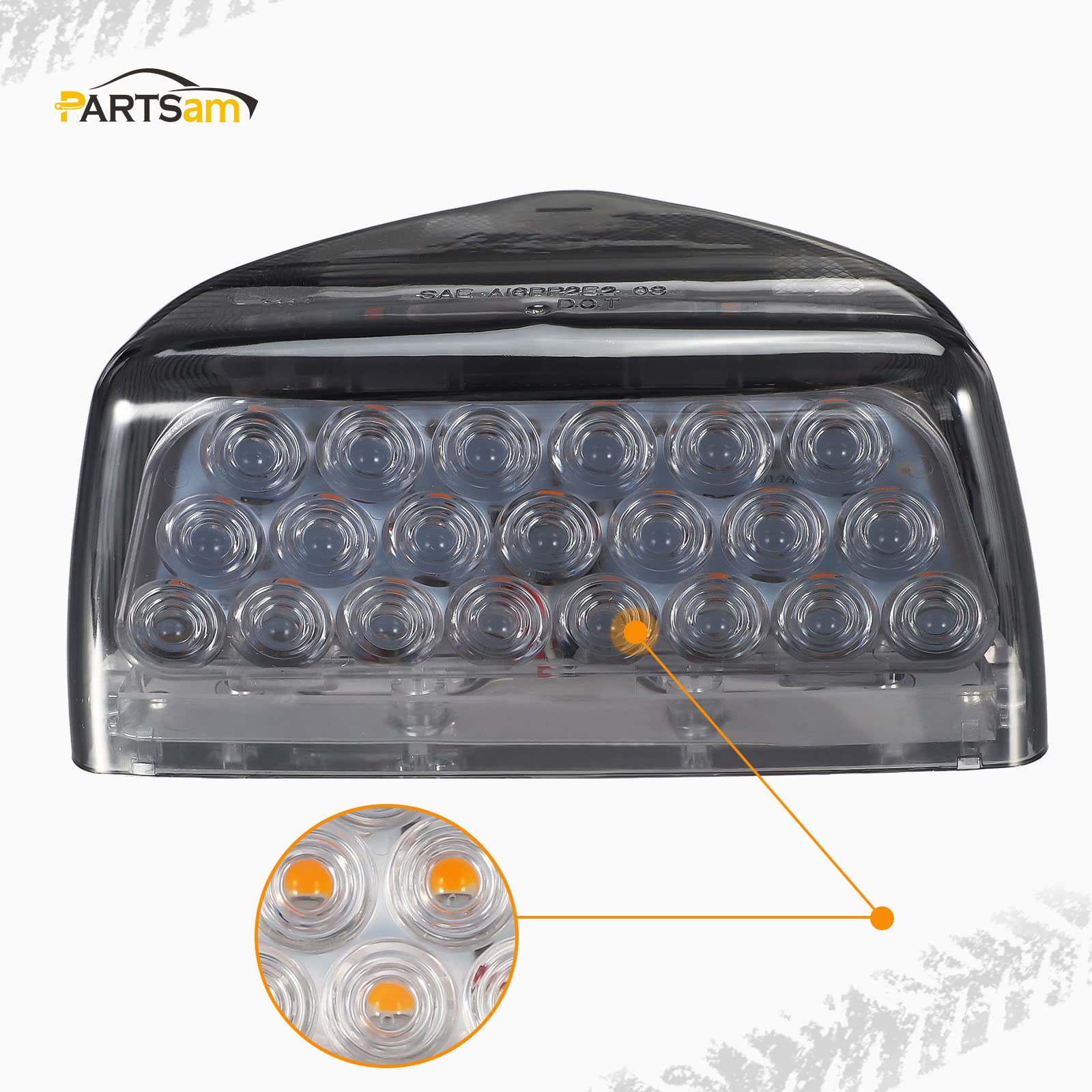 Partsam 2Pcs Amber 31LED Truck Headlight Front Turn Signal Lights - 3 Wire Replacement Compatible with Peterbilt 379 359 357 365 378 (Smoke Lens) - Durable LED Lights for Semi Truck & Heavy Duty Vehicles - Perfect for Highway Driving & Night Visibility